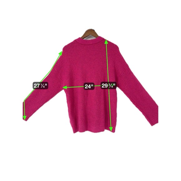 American Eagle Outfitters Knit Sweater S Hot Pink Fuzzy Soft Oversized Lagenlook - Picture 9 of 9